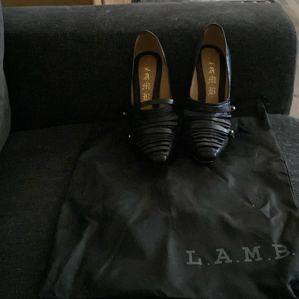 Used L.A.M.B. - size 6M -black heels worn a few times no flaws !
